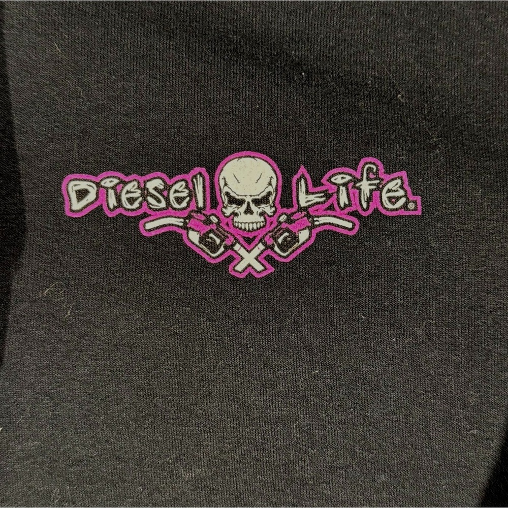 Diesel Life Graphic Hoodie Black Skull Engine Print Men's Medium - Picture 3 of 8
